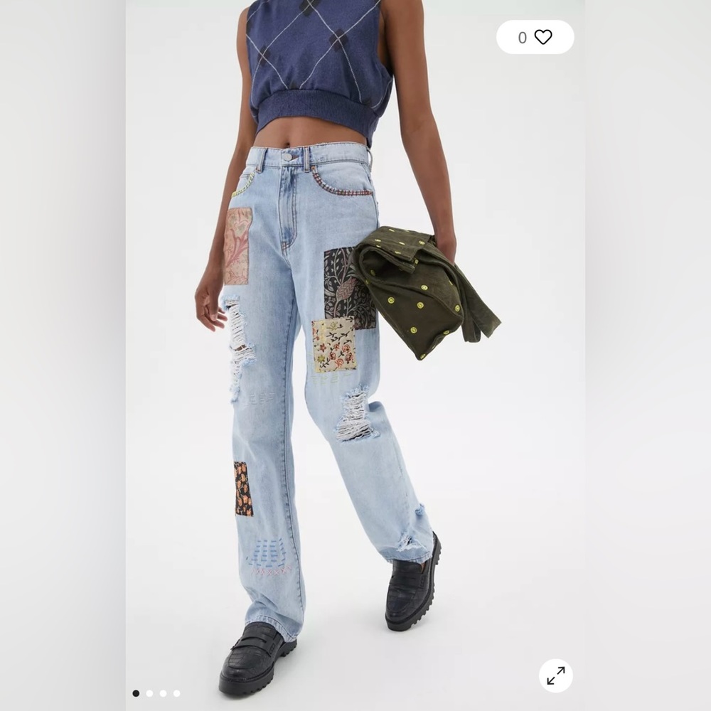 Urban Outfitters Patchwork Ripped Blue Jeans